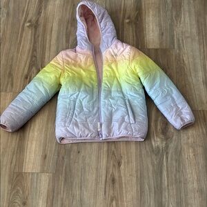 GIRLS EDDIE BAUER FLEECED LINED RAINBOW COLERED JACKET SIZE MEDIUM ( 10-12)